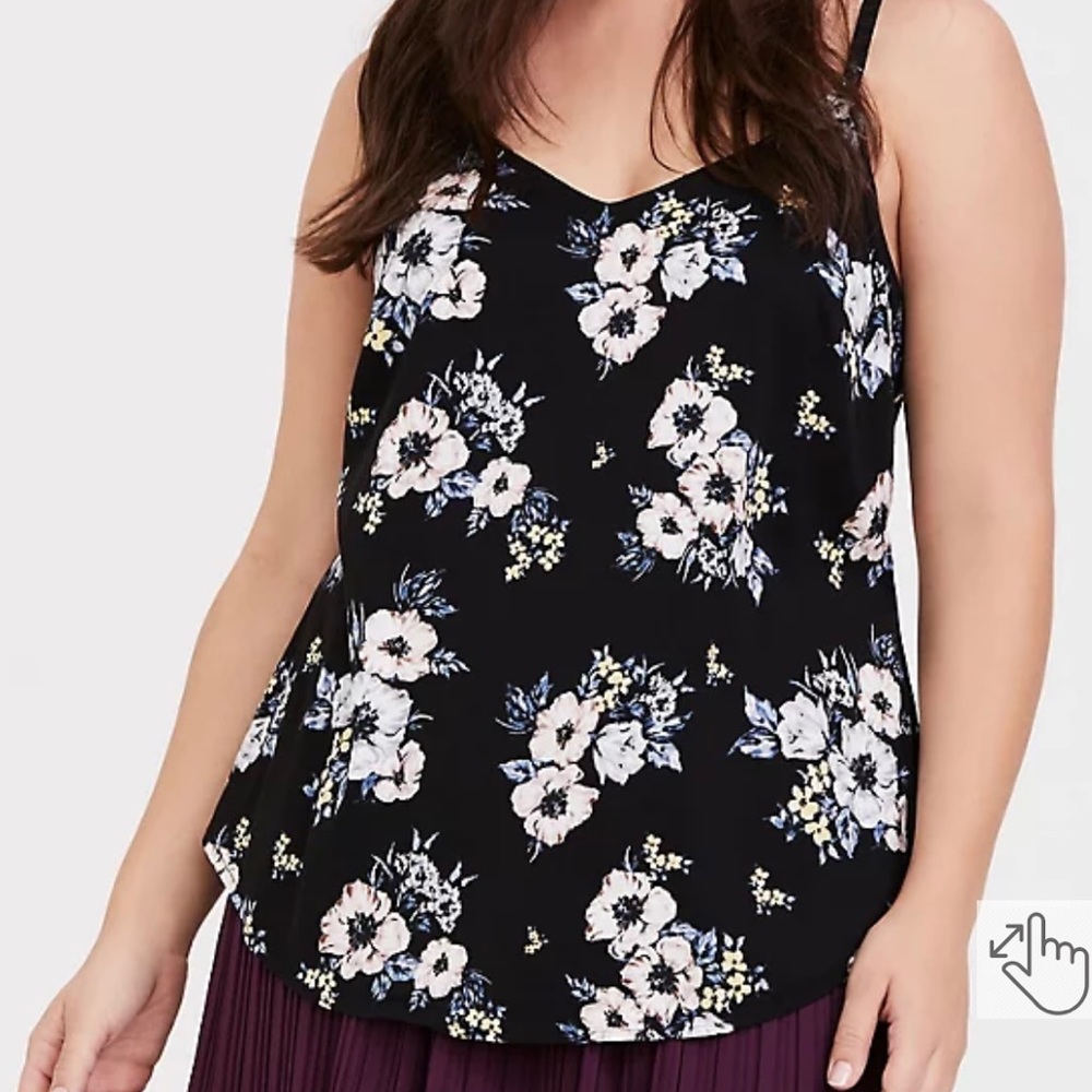 TORRID BLACK FLORAL CHALLIS CAMI - Plus Size 1X